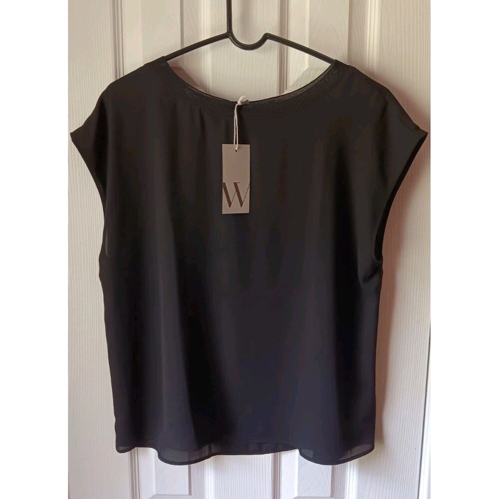 Women's Worthington Black Sheer Blouse  Top Medium NWT